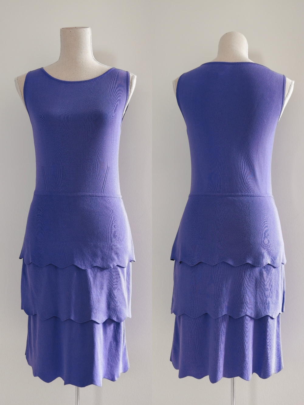 Luisa Spagnoli Lavender Tiered Knit Sleeveless Dress